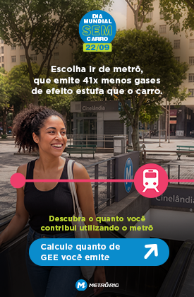Ο CAMINHO PARA O ROCK 24H: METRÔRIO + ROCK IN RIO. VÁ DE METRÔ POR UM MUNDO MELHOR! Acesse nossa calculadora de emissão de gases de efeito estufa e descubra o impacto que seu transporte gera ao planeta. Calcule aqui.